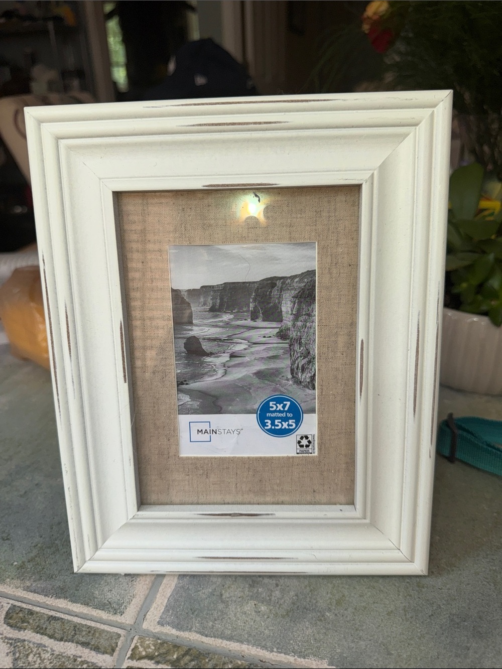 Mainstays Distressed White Frame with Burlap Mat